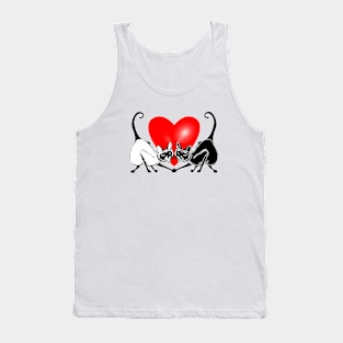 Red Heart Cats in Love Tank Top